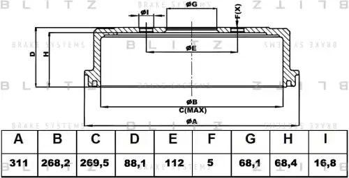 BLITZ bt0116 - барабан тормозной
