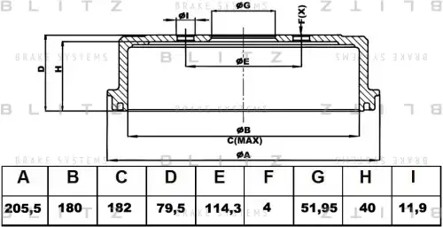 BLITZ bt0128 - барабан тормозной