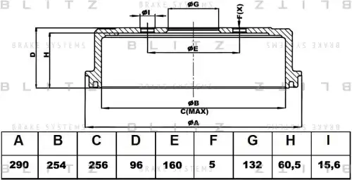 BLITZ bt0133 - Барабан тормозной