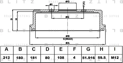BLITZ bt0143 - Барабан тормозной PEUGEOT 206 98 ->
