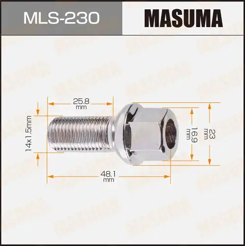 MASUMA mls230 - болт крепления колеса !M14x1.5x47\Audi 80/100/A2-A8 80>,VW Golf 92>