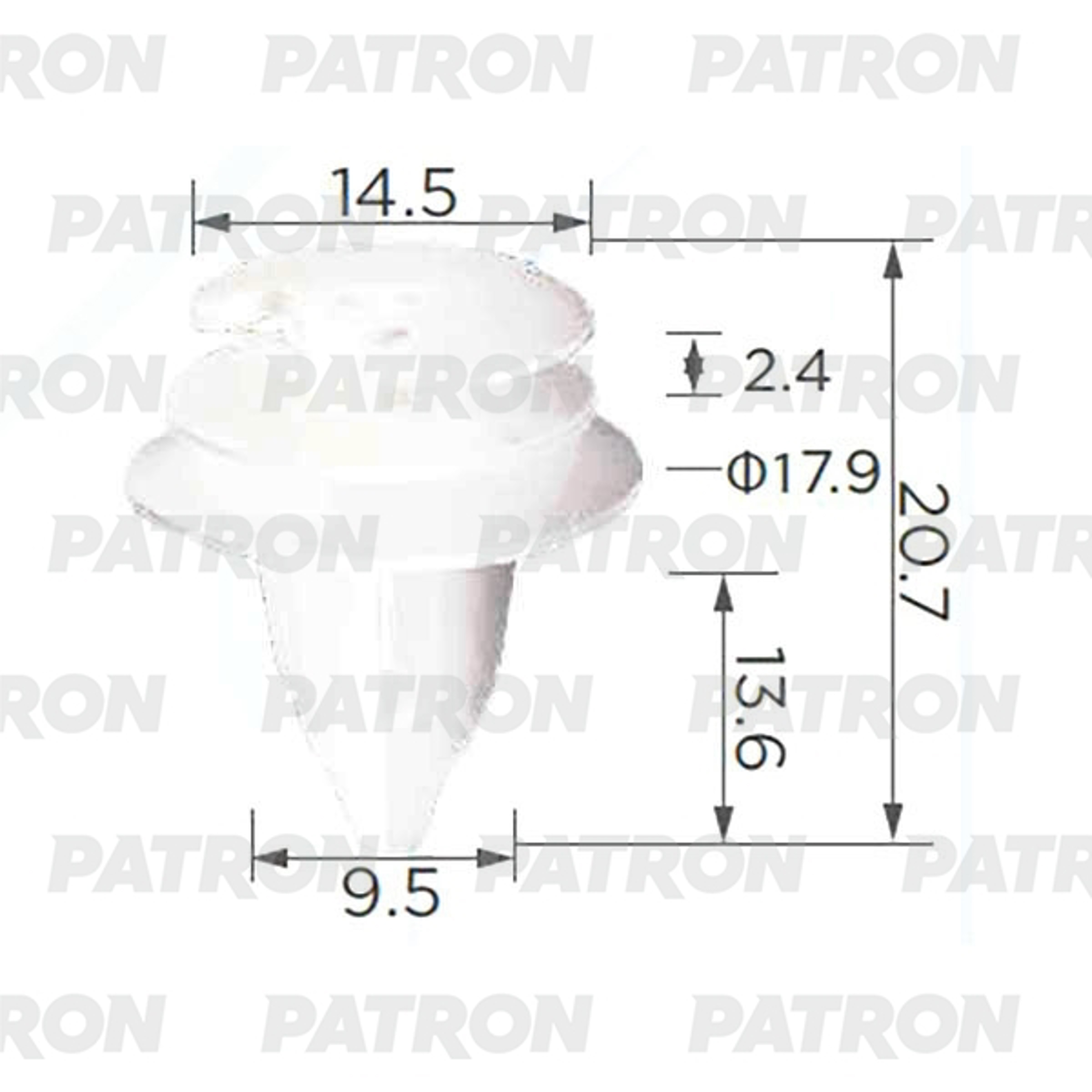 PATRON p373616 - Клипса пластмассовая BMW, Mercedes, Ford, Mini, Land Rover, Porsche, VW применяемость: Держатель обш