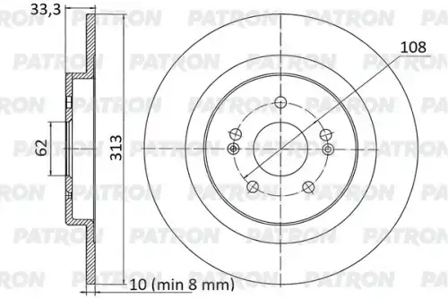 PATRON pbd1493 - Диск тормозной зад. CHERY Tiggo 7/8/8 Pro/8 Pro Max/J7 (d = 313 mm)