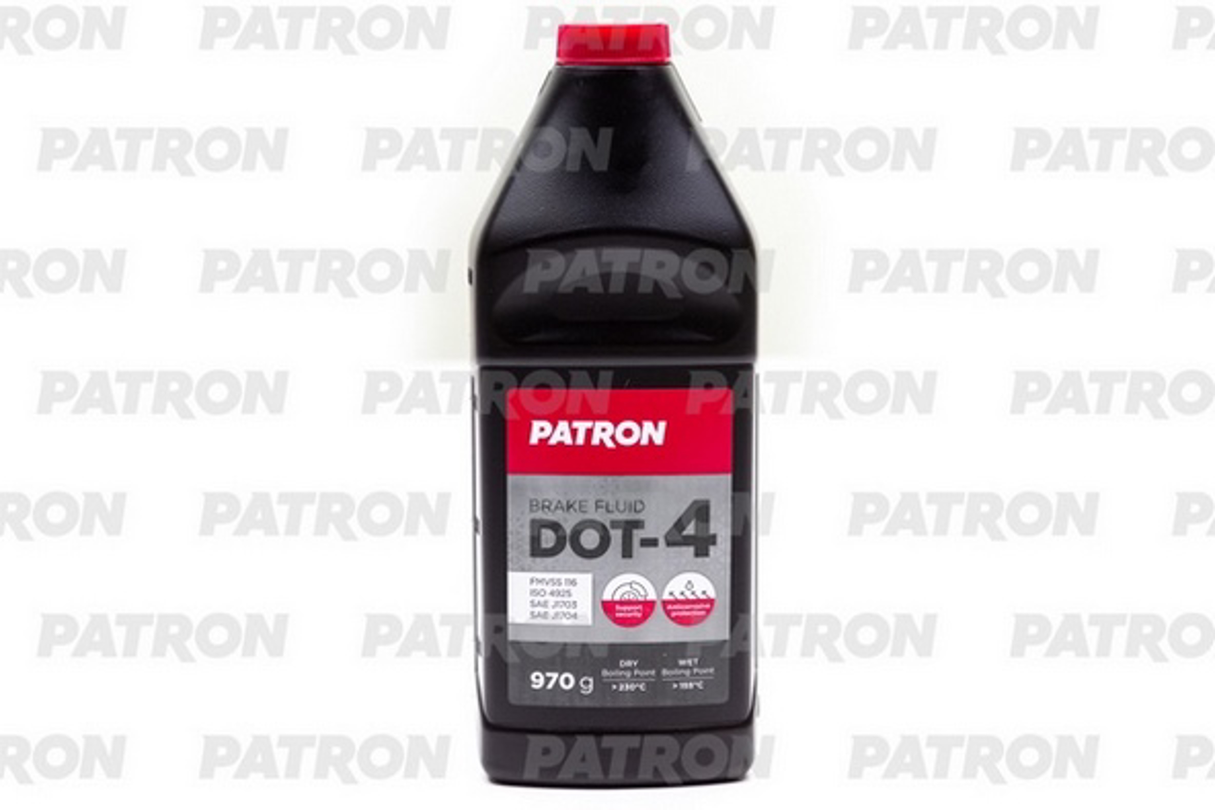 PATRON pbf401 - Жидкость тормозная 970гр брутто (849мл) DOT-4 для авто c ABS, FMVSS 116, ISO 4925 class 4, JIS K2233, SAE J1703, SAE J1704, LM20531 GEELY (15 шт./уп.)