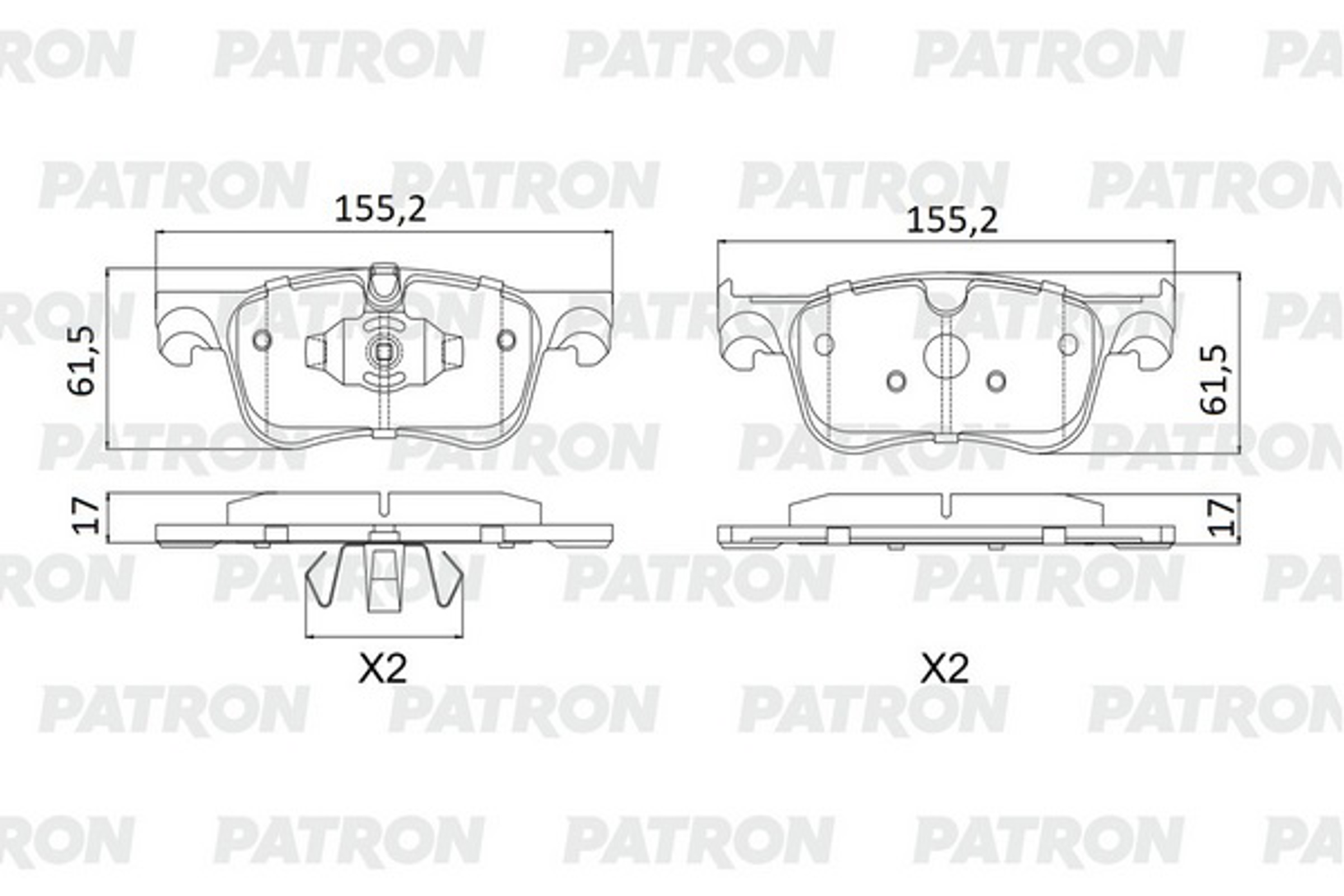 PATRON pbp249 - Колодки тормозные дисковые перед. CITROEN PEUGEOT C4 / 308 13- (d=283 mm)