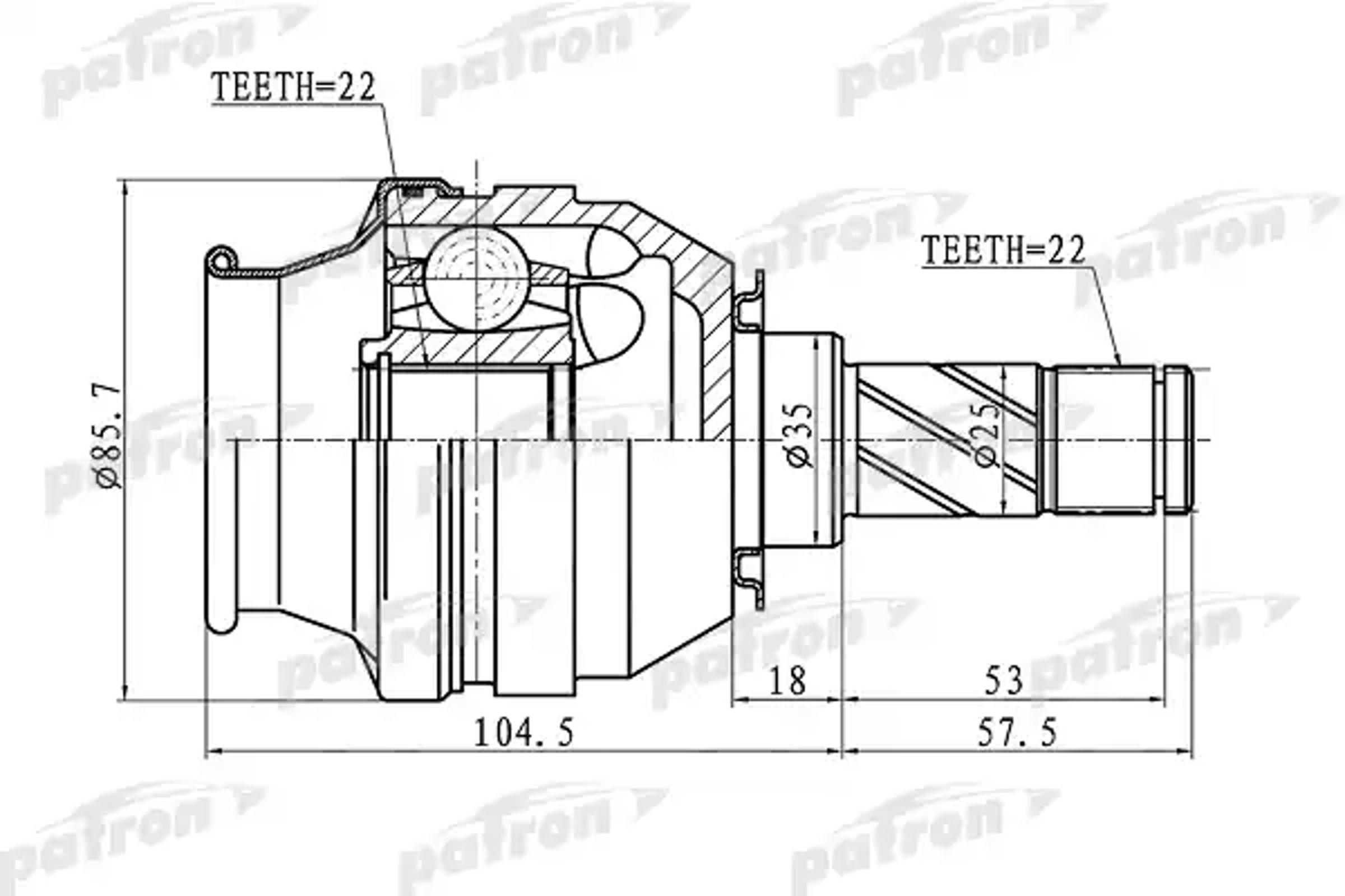 PATRON pcv1058 - ШРУС внутренний 22x35x22 OPEL ASTRA H 04-