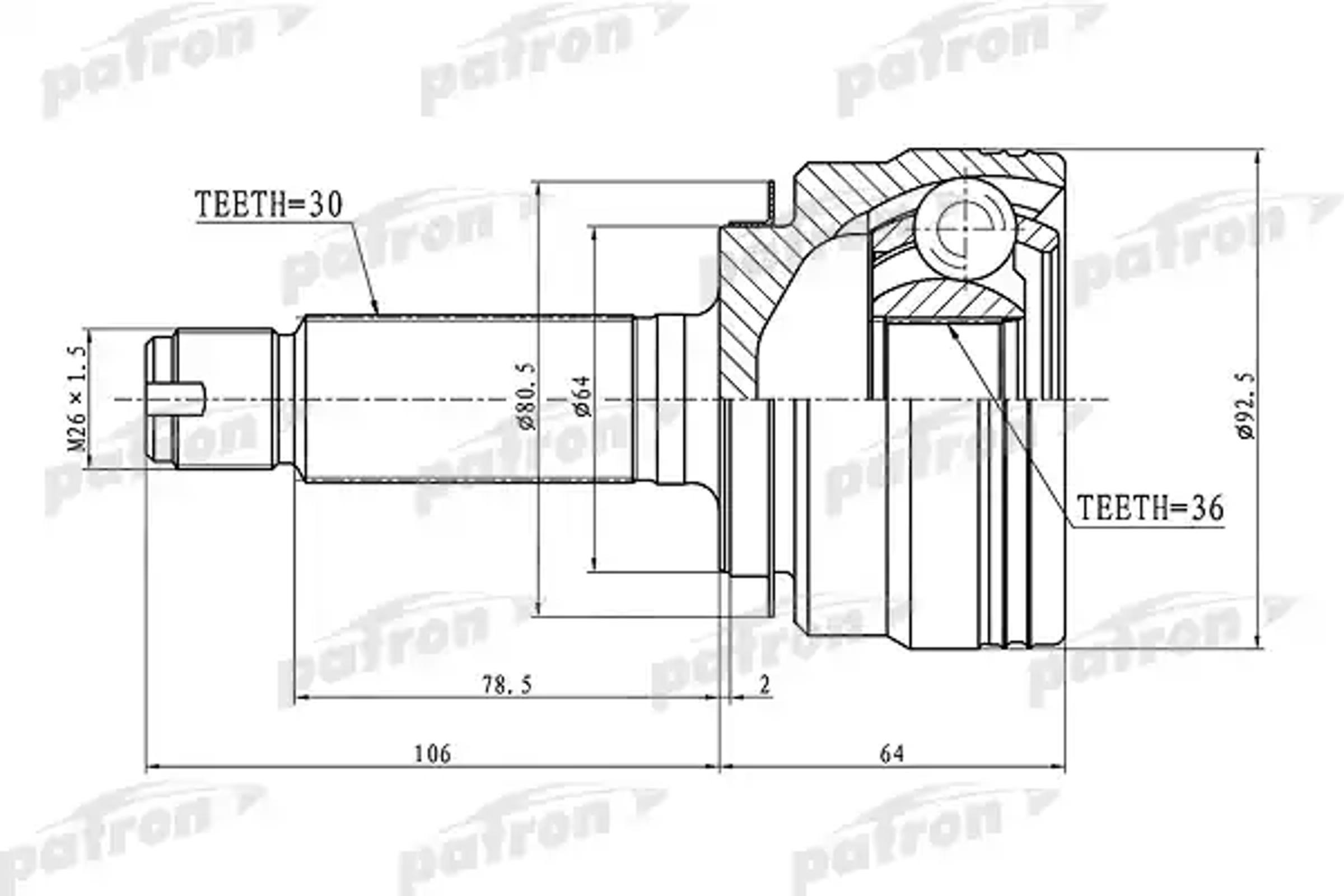PATRON pcv1289 - ШРУС наружный 30x64x36 ACURA MDX YD2 07-13
