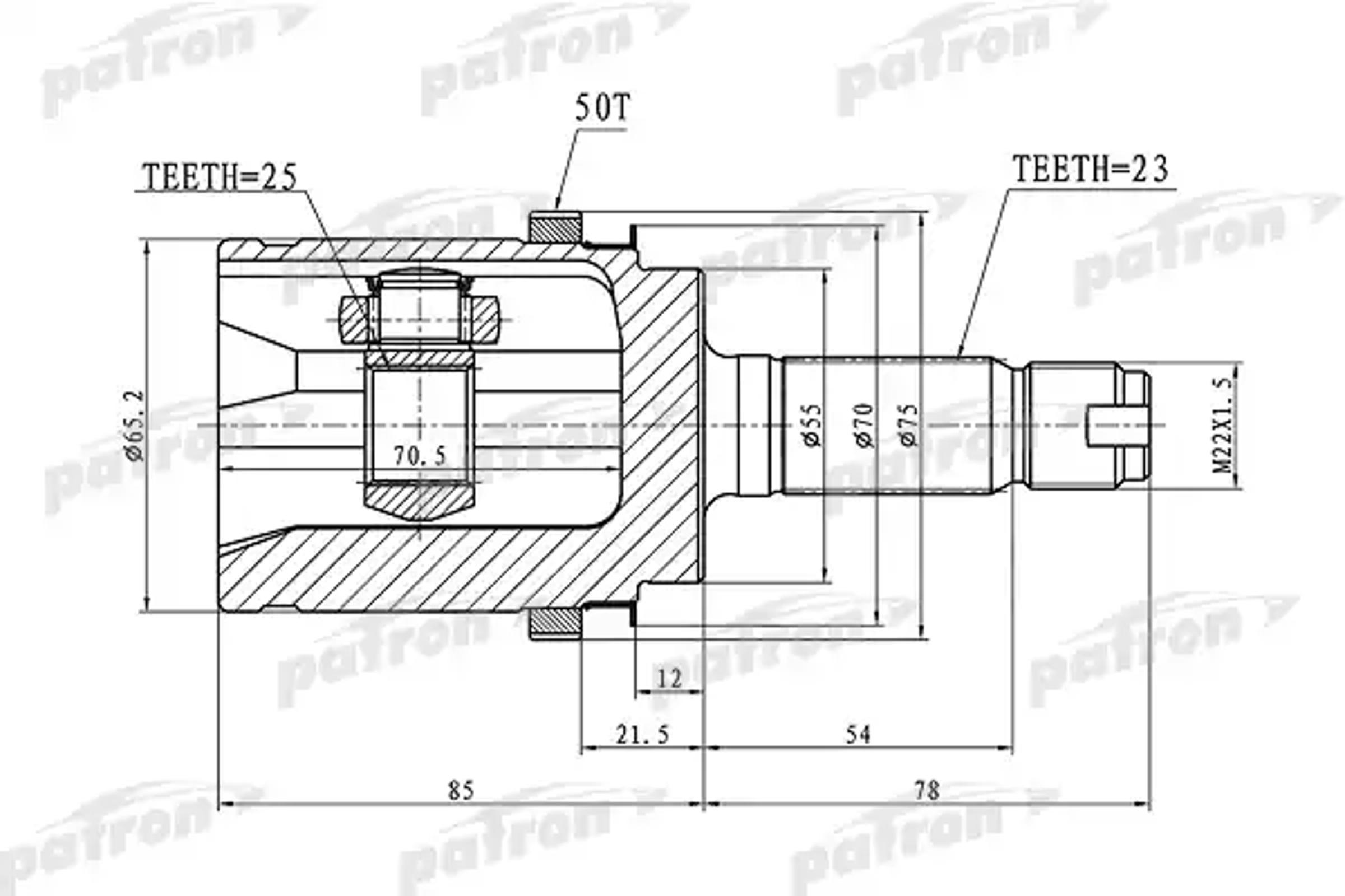 PATRON pcv1338 - ШРУС наружный с кольцом ABS задний 23x55x25 ABS:50T HONDA ACCORD CF3/CF4/CF5/CL1/CL3 98-02