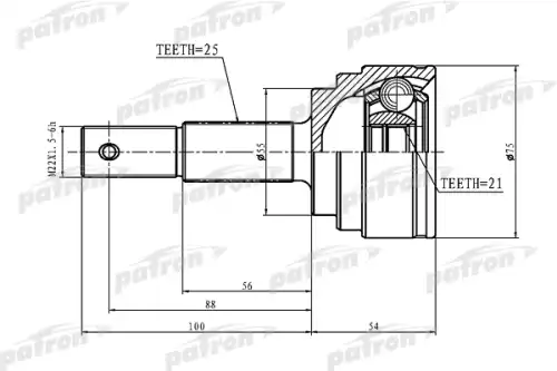 PATRON pcv1408 - ШРУС наруж.25x55x21 NISSAN ALMERA N16 (UKP) 03-06