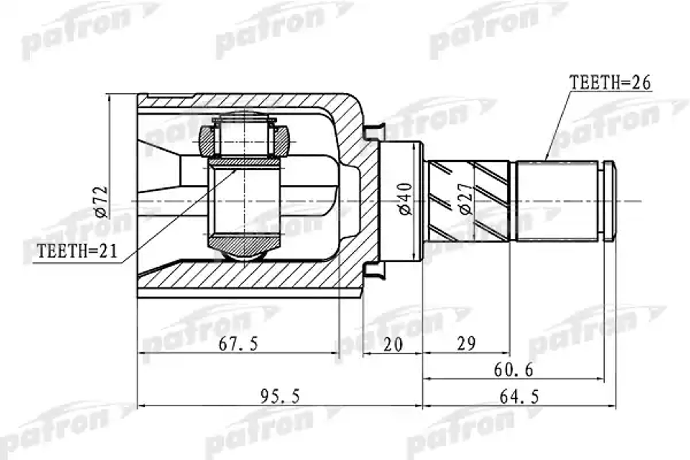 PATRON pcv1409 - ШРУС внутренний 26x40x21 NISSAN MICRA MARCH K12 02-