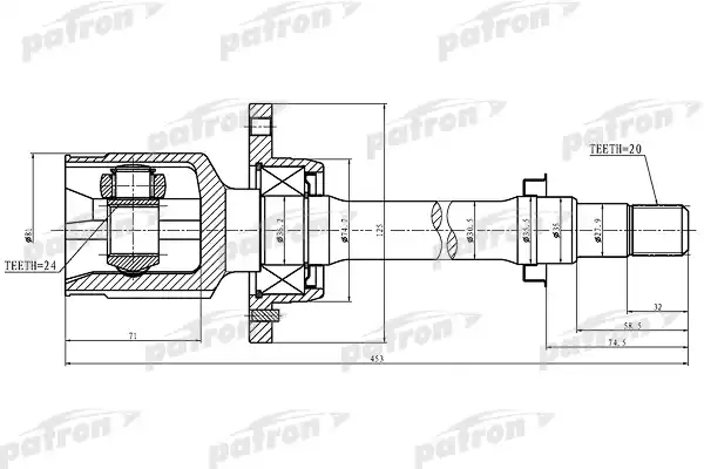 PATRON pcv1426 - ШРУС внутренний правый 20x35.5x24 TOYOTA AVENSIS AT22/AZT220/CDT220/CT220/ST220/ZZT22 00-03