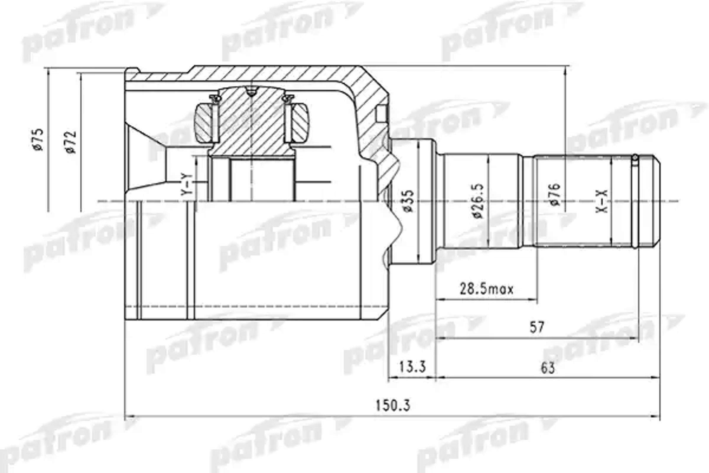 PATRON pcv1516 - ШРУС внутренний 25x35x30 HYUNDAI ELANTRA/LANTRA 00-
