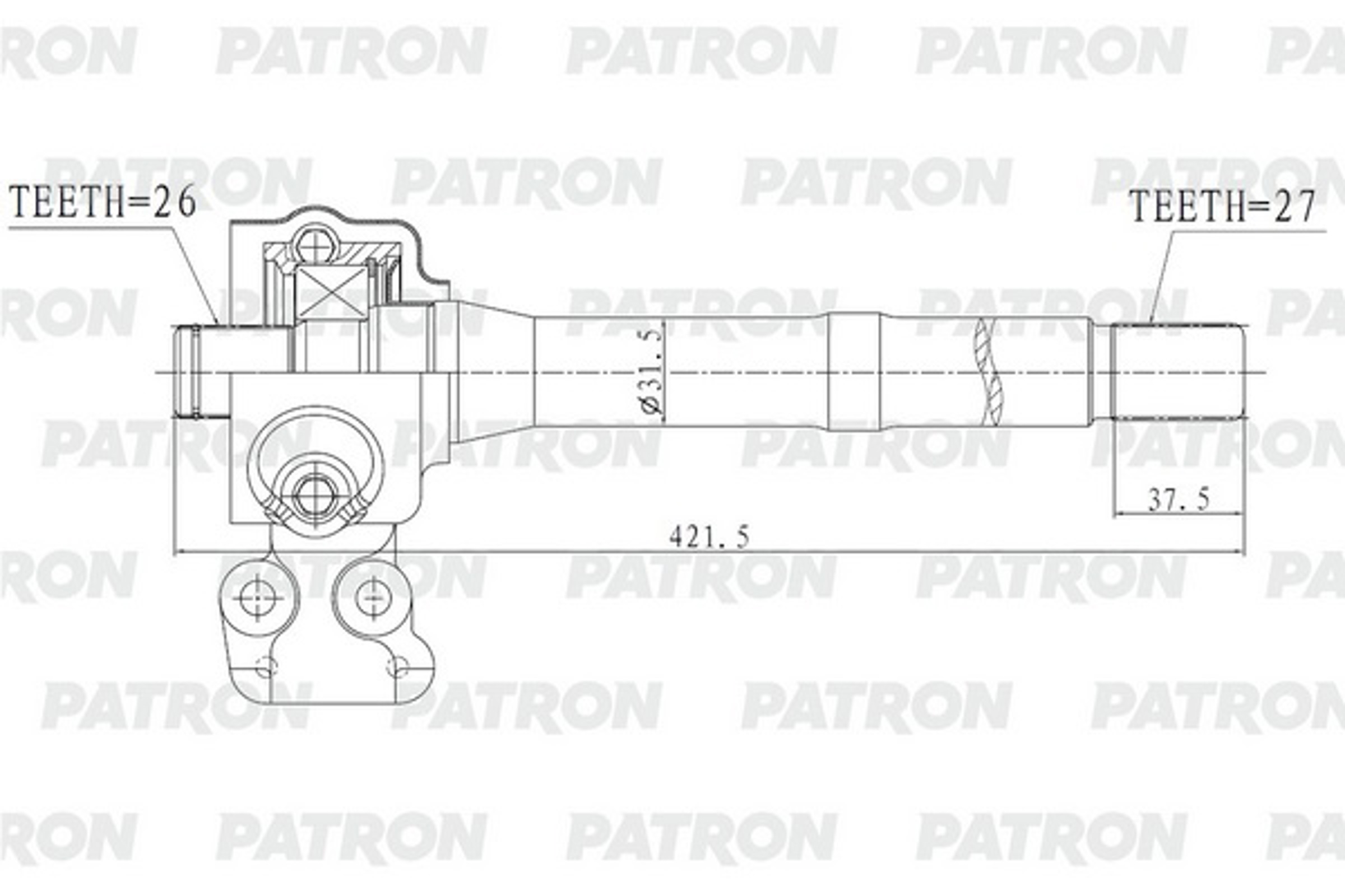 PATRON pds0559 - Полуось HYUNDAI KIA IX35 / Sportage SL 2.0i AT 10- пром. вал с опорой 27x421,5x26