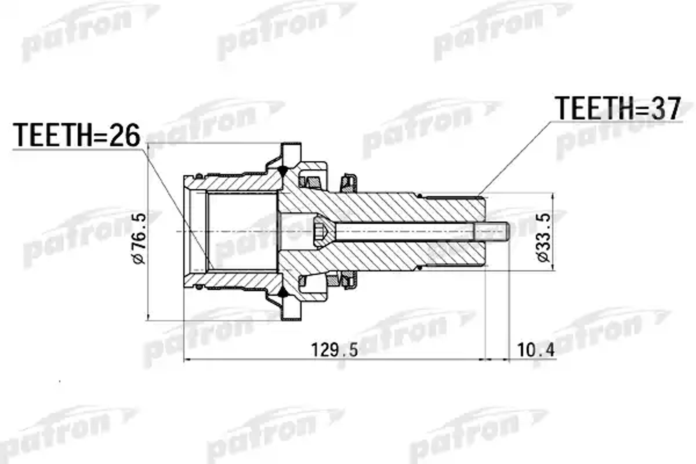 PATRON pdsv012 - Вал приводной внутреннего ШРУСа от КПП прав VW: SHARAN 00-, FORD: GALAXY 00-, SEAT: ALHAMBRA 00- OE: 02N409345