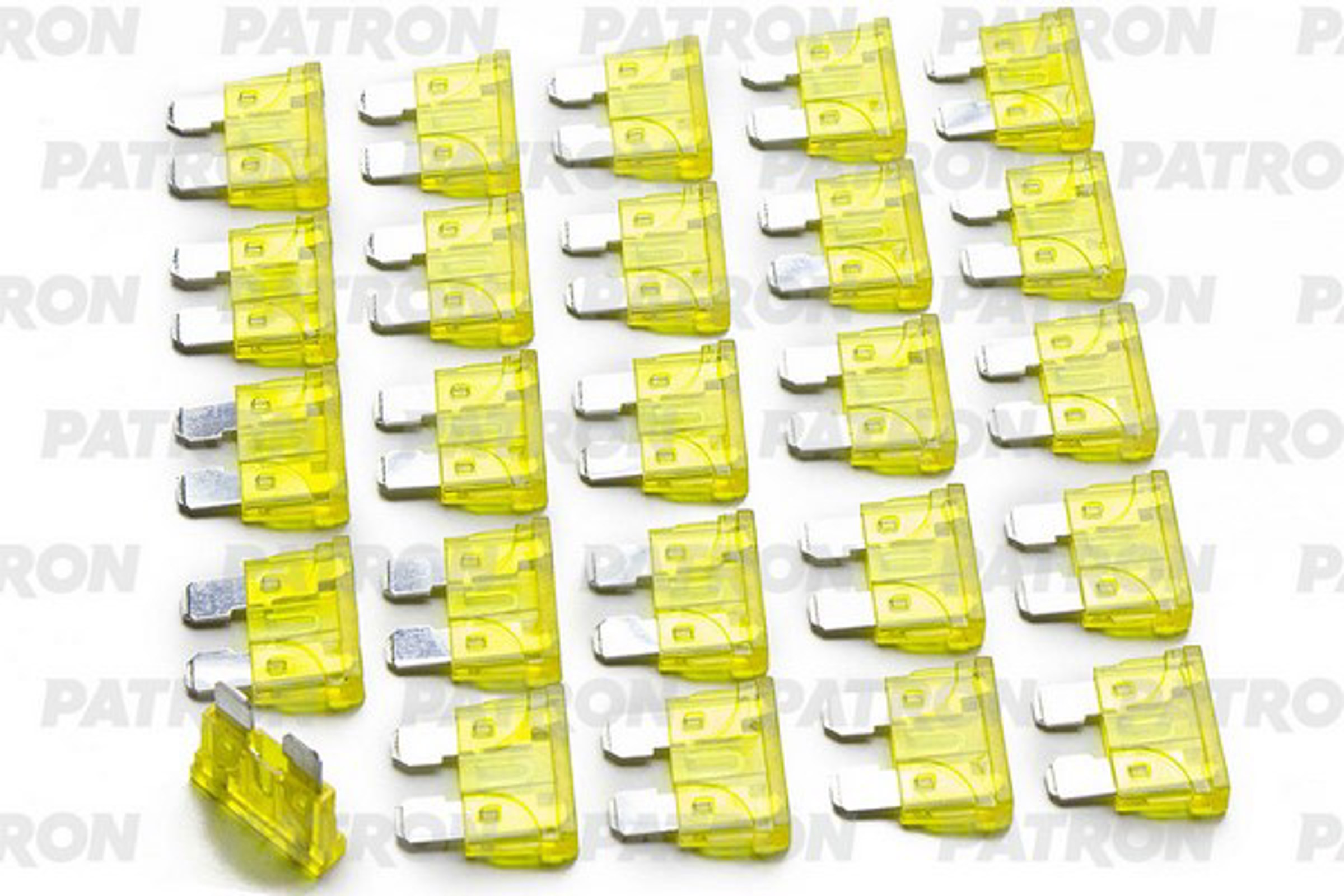 PATRON pfs031 - Предохранитель пласт.коробка 25шт ATC Fuse 20A желтый