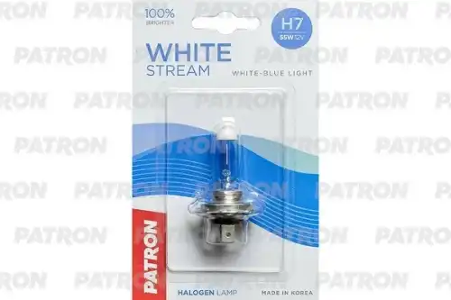 PATRON plh71255wsb1 - Лампа галогенная блистер 1шт H7 12V 55W 3800K PX26d White Stream (+100% яркости, яркий
