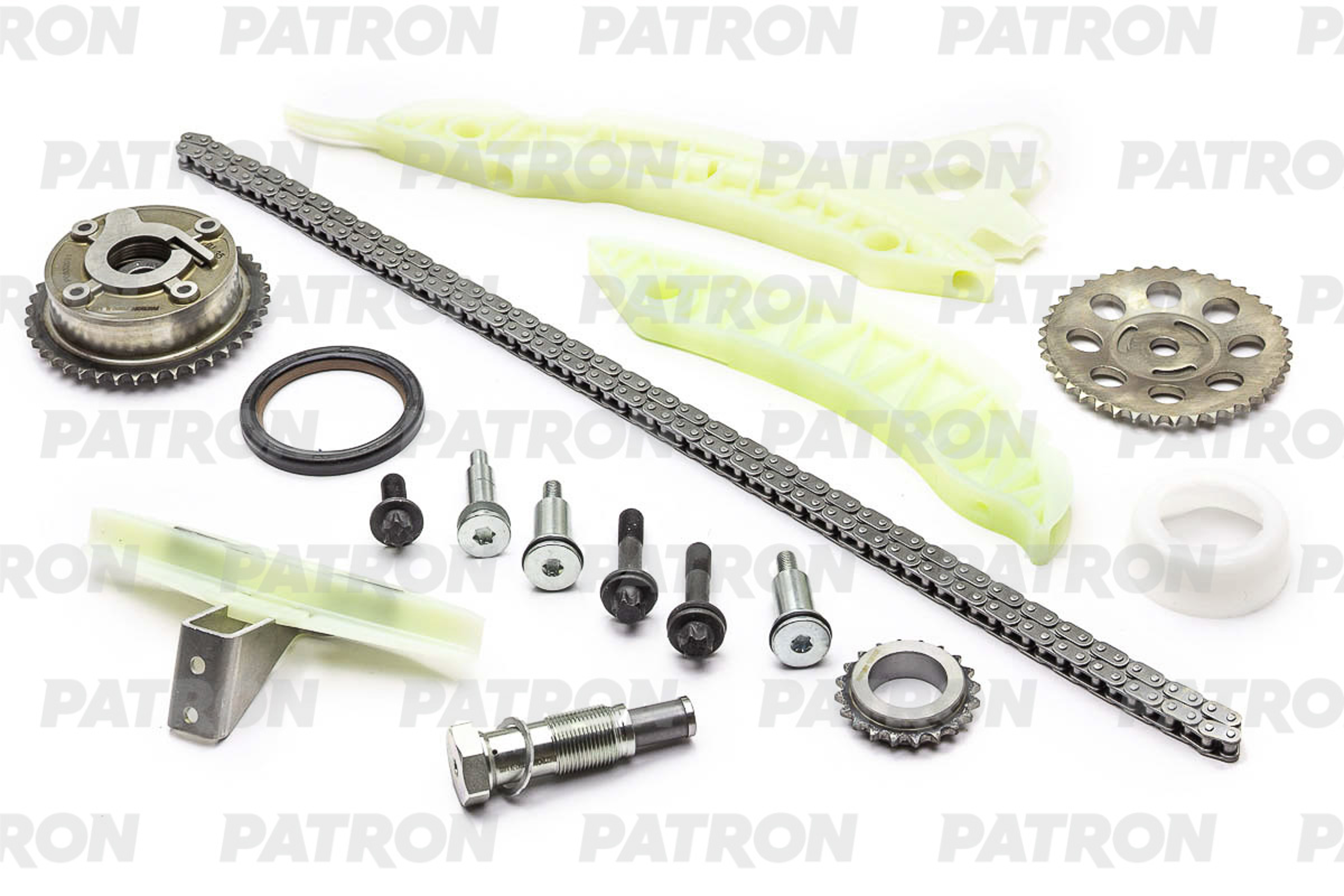 PATRON ptck047 - Комплект цепи ГРМ (Цепь-1, Нат-1, Усп-3, Шест-2, Ф/р-1, Прокл-1) PSA: 1.6THP (EP6DT) 2007- / MINI: 1.6 (N14 B16) 2007-