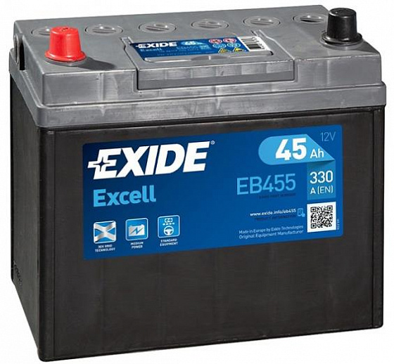 Аккумулятор Exide Excell EB455 (45 A/h), 330A L+ JIS EB455