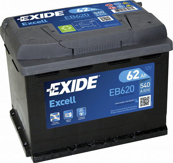 Аккумулятор Exide Excell EB620 (62 A/h), 540A R+