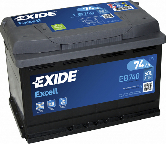 Аккумулятор Exide Excell EB740 (74 A/h), 680A R+