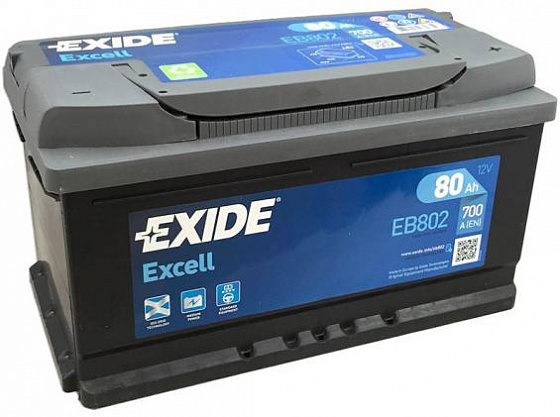 Аккумулятор Exide Excell EB802 (80 A/h), 700A R+