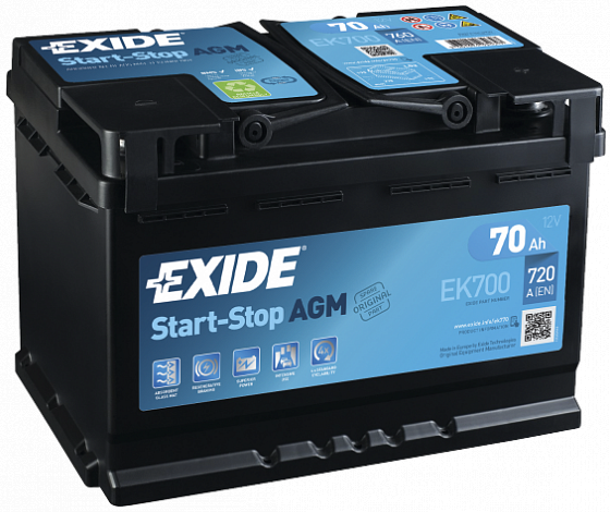 Аккумулятор Exide Start-Stop AGM EK700 (70 A/h), 760A R+