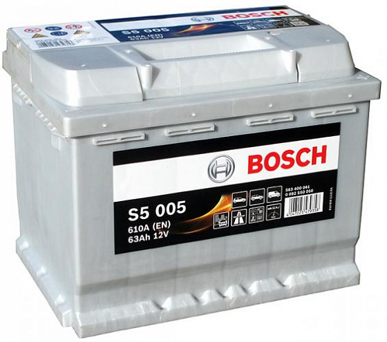 Аккумулятор Bosch S5 005 (63 А/h), 610А R+ (563 400 061)