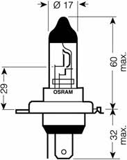 Лампа галогенная Osram Original H4 24V 75/70W (6419601B) Osram 64196-01B 64196-01B
