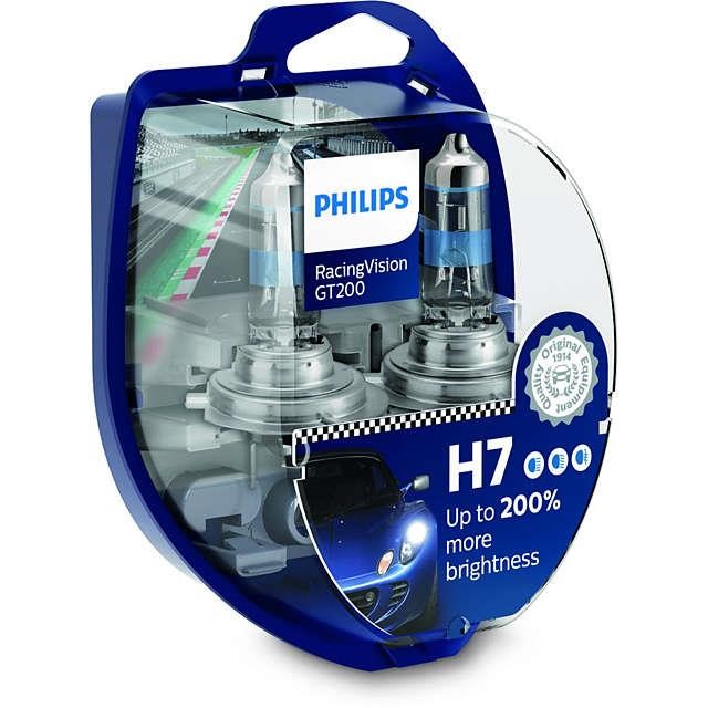 Лампа галогенная Philips RacingVision GT200 +200% H7 12V 55W (2 шт.) (12972RGTS2) Philips 12972RGTS2 12972RGTS2
