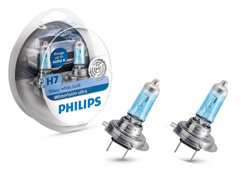 Лампа галогенная Philips WhiteVision Ultra H7 +W5W 12V 55W (2+2 шт.) (12972WVUSM) Philips 12972WVUSM 12972WVUSM