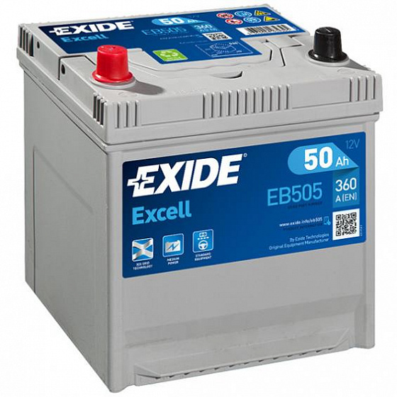 Аккумулятор Exide Excell EB505 (50 A/h), 360A L+ JIS